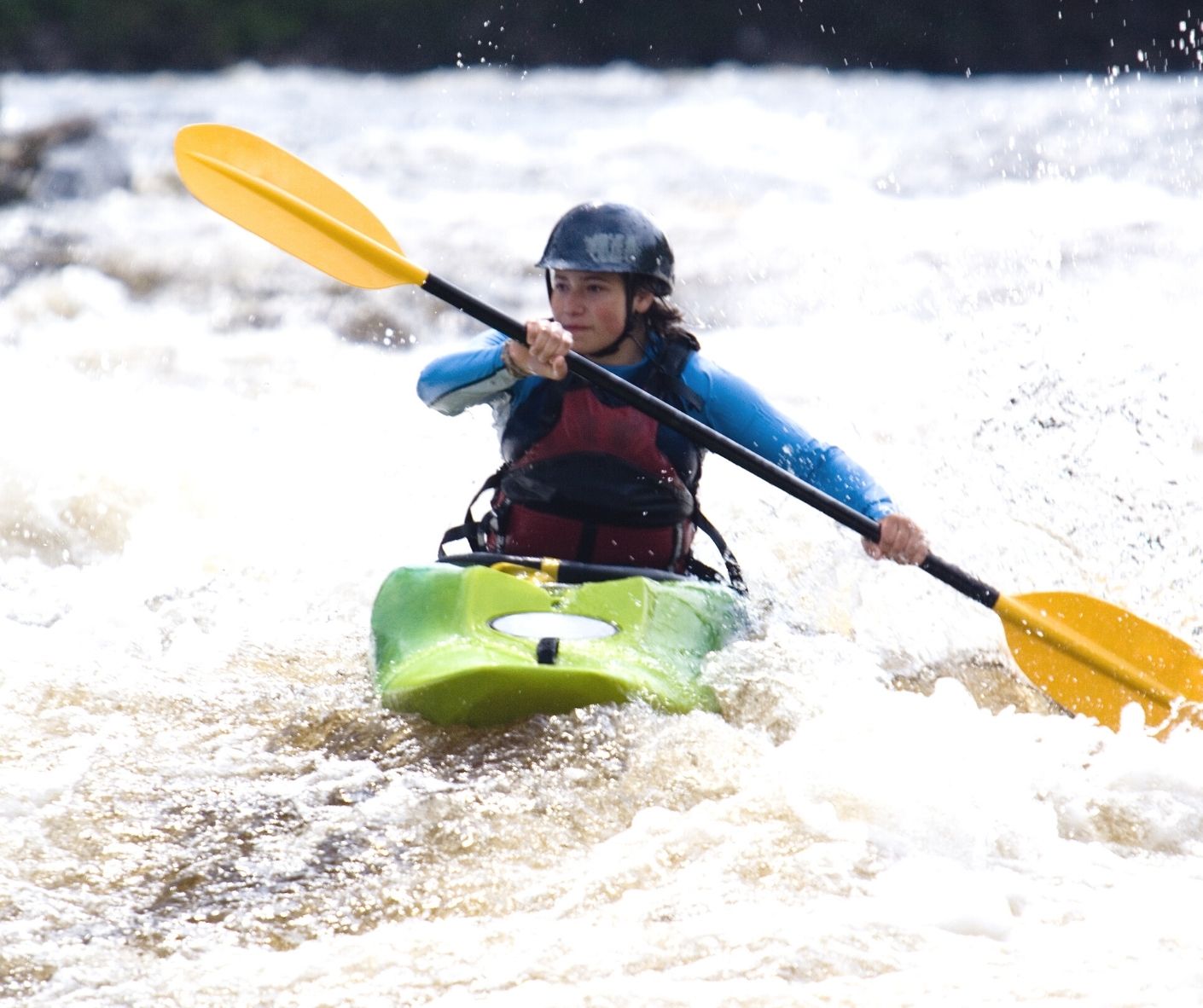 kayaker in choppy water